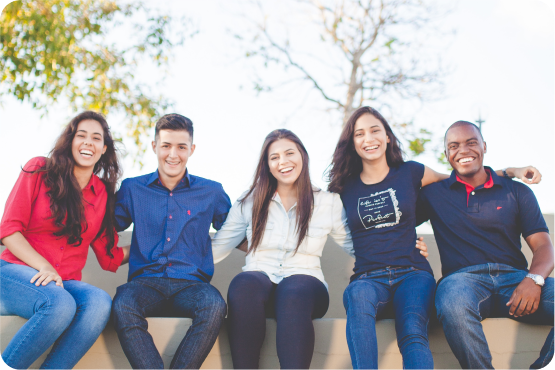 Group of diverse students working together